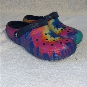 Tie Dye Fuzzy Crocs